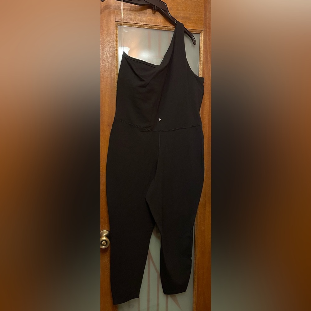 Old Navy Women Plus One Shoulder BLACKPowerChill 7/8 Length Bodysuit XL PETITE
